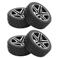 Miniatyrbilde 5 av 8: 4 stk. RC-hjul og dekksett aluminiumsfelg gummi dekk for HSP 94122 94123 TT01 WF06 1/10 RC bil Crawler Svart