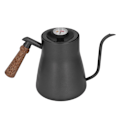 Miniatyrbilde 2 av 8: 850 ml kaffekjele med termometer i rustfritt stål med gåsehals og trehåndtak