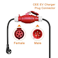 Miniatyrbillede 4 af 5: 5-benet stikadapter tilsluttes med 16A 3-faset 11KW oplader EU-stik