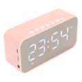 Miniatyrbild 4 av 8: Trådlös Bluetooth-högtalare Stereo Ljud Brusreducerande Temperaturdisplay Röstmeddelande FM-radio Spegelväckarklocka Rosa