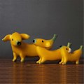 Miniatyrbillede 4 af 5: Sjov Banan Hund Statue Søde Skrællede Banan Hund Figurer Ornamenter