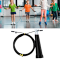 Miniatyrbillede 6 af 8: Springtov til børn, voksne, mænd og kvinder - Justerbar hastighedsspringtov i ståltråd til træning og fitness - Sort