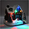 Miniatyrbillede 5 af 5: Juledekorationer Sne Hus Vinterlandsby Med LED Lys, AAA Batteridrevet Julelandskabsdekoration Ornament 1 stk. sort
