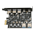 Miniatyrbillede 5 af 8: PCI E til USB-udvidelseskort 7 porte 5 Gbps USB PCI Express-kort med 2 USB 3.0-porte på bagsiden til Windows Xp til OS X til Linux