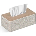 Miniatyrbild 1 av 5: Servettbox, Rektangulär, PU Läder Ansiktsservetter, Dispenser Box Hållare för Sminkbord Badrumsinredning (Beige)_SZXM