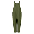Miniatyrbillede 4 af 4: Casual Løs Bomuld Linned Kvinders Overalls Jumpsuit Grøn