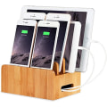 Miniatyrbillede 1 af 5: Multi-enhed Bamboo Wood Organizer Stand og ladestation til iPhone 14/13/12/11 Pro Max XS og iPad Mini 4/5