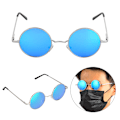 Pikkukuva 4 / 8: Metal Classic Vintage Unisex UV-suojauksella varustetut pyöreät kehykselliset polarisoidut aurinkolasit aurinkolasikotelolla, Ice Blue