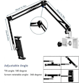 Miniatyrbilde 4 av 5: Justerbart og sammenleggbart nettbrett sengefeste med 360 graders rotasjon for iPhone, iPad, mobiltelefon, nettbrett, Kindle Fire eller andre enheter fra 4,7 til 32 tommer.