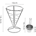Miniatyrbilde 2 av 5: 2 stk. Fransk Fries Stativ Kjeglekurv Fritesholder med Sausdippere Metallkjegle Snacks Stekt Kylling