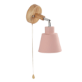 Miniatyrbillede 3 af 8: Macaron sengelampe Pladsbesparende lyserød lampeskærm Væglamper med træfod til stue soveværelse kontor 100‑240V