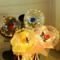 Miniatyrbillede 5 af 5: LED Lysende Ballon Rose Buket til Kvinder Kæreste Kone Jubilæumsfest, DIY Materiale Bryllup Fødselsdagsfest Fejring Gave - Pink