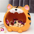Miniatyrbilde 3 av 3: Serveringsbokser Søt Dekorativ Tiger Utseende Harpiks Material Ornament Tiger Oppbevaringsboks for Spisebord Lysegul