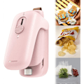 Miniatyrbillede 1 af 5: Mini Poseforsegler, 2 I 1 Bærbar Varmeforseglingsmaskine og Skærer, Chipspose Madforsegler Vakuummaskine til Snack Plastik Friske Poser - Pink - Batteri Ikke Inkluderet