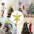 Miniatyrbillede 5 af 5: 3D Juletræ Gylden Stjerne Roterende Snefnug LED Projektor Lampe (EU Stik)