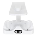 Miniatyrbild 7 av 8: Laddningsstation för PS5 VR2-kontroller med VR-headsetstativ LED-indikator 2 magnetiska spännen Typ C-kabel Vit