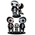 Miniatyrbillede 2 af 5: Kraniefamilie Figurer Resin Håndværk Sød Statue Dekorativt Sukkerkranie Hånd-A