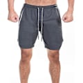 Miniatyrbillede 2 af 3: Letvægts Hurtigtørrende Mænds 2-i-1 Løbeshorts, Træning, Mørkegrå, 3XL