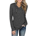 Miniatyrbilde 1 av 5: Dame Bluser med Lang Erme, Slim Fit, Plus Størrelse - Sort XL