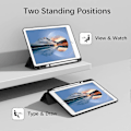Miniatyrbillede 5 af 5: Sort, beskyttende etui til iPad10.2/iPad10.5/iPad9/iPadAri3, tyndt og blødt tri-fold stand smart etui, automatisk sleep/wake up etui med penneholder
