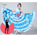 Miniatyrbillede 2 af 3: Moderne kronblad danse kjole til piger - Flamenco Ballroom nederdel, perfekt til konkurrencer, sceneoptrædener og skoleaktiviteter 10-11 år 540 blå