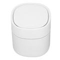 Miniatyrbillede 3 af 8: Mini skrivebords skraldespand affaldsbeholder opbevaring rengøring dåse med låg til sofabord toiletbord skrivebord bordplade hvid