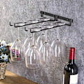 Miniatyrbillede 2 af 4: Vinglasholder, 2 stk. Stilkglas Holder med Skruer, Hængende Holdbart Metal Vinglasstativ Passer til 4 Glas til Køkken, Bar, Restaurant, Sort