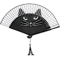 Miniatyrbillede 1 af 5: Sort Katte Foldbar Fan - Elegant og Alsidig Håndfan til Kvinder | Perfekt til Dans, Bryllupper, Fester og Vægdækning