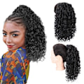 Miniatyrbilde 3 av 7: Curly Hestehale Extension Hestehale med snøring for svarte kvinner Syntetisk Curly Hestehale med snøring for kvinner