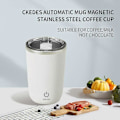 Miniatyrbild 1 av 4: Vit Självrörande Mugg Automatisk Magnetisk Rostfri Kaffemugg Elektrisk Blandningsmugg Hemmakontor Resemugg Lämplig för Kaffe/Mjölk/Varm Choklad