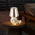 Miniatyrbilde 1 av 5: Nattlampe Liten Gull/Sølv Mann, 3 Nivåer Dimmbar Sengelampe Berøringslys 3d Tenker Statue Oppladbar LED Bordlampe ff E I Sølv