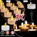 Miniatyrbilde 3 av 5: 24 Pakke LED Lys CR2032 Batterier Telys Flammeløs Klar Flakkende 100+ Timer Elektrisk Lys, Dekorer Halloween (Varm Gul (24 stk))