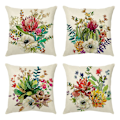 Miniatyrbillede 1 af 5: Et sæt med 4 pudebetræk 45 x 45 cm Dekorativt blomstermønster pudebetræk til sofa stue soveværelse stol boligindretning
