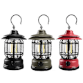 Miniatyrbild 3 av 5: Utomhus COB-lykta Retro Campinglampa Ljus USB Uppladdningsbar Campinglykta Flamlampa