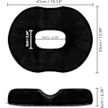 Miniatyrbilde 2 av 5: Setepute i Memory Foam - 41 x 33 x 6 cm i Svart Velur - Ortopedisk Halebeinspute for Å Lindre Hemoroider, Prostatasmerter - for Hjem, Bil, Kontor