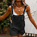 Miniatyrbilde 5 av 5: Ermeløs bomullslin-jumpsuit shorts L svart