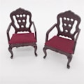 Miniatyrbilde 5 av 5: Klassisk Sofa og Lenestoler for Dukkehjem Stue - 1:12 Skala Tre Dukkehjem Møbler