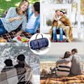 Miniatyrbild 5 av 5: Picknickfilt Strandmatta Pläd Fuskull Pompom Tofs Stilren Multifunktionell Vikbar Lättvikt 150x200cm