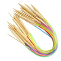 Pikkukuva 7 / 8: 18-osainen pyöröpuikkosetti, kaksiteräinen, bambu, värillinen, joustava putkiliitäntä, neulontatyökalusarja (40 cm)