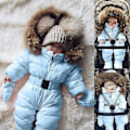 Miniatyrbild 2 av 5: Unisex Baby Hooded Jumpsuit - Mysig Romper för Pojkar och Flickor (0-24 Månader) 90cm Ljusblå