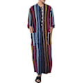 Pikkukuva 1 / 4: Miesten retro-raitapyjama puuvillasta - pitkähihainen nappikaulus loungewear (koko S) S punainen