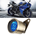 Miniatyrbild 6 av 8: Universal Motorcycle LCD-bakgrundsbelyst hastighetsmätare Odometer Tachometer Meter Gauge (gul koppar)