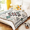 Miniatyrbilde 3 av 5: Sofateppe Dekorativt Stoltrekk Vakkert Bohemstil for Sofa, Seng, Campingteppe (130 x 160 CM)