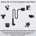 Miniatyrbild 5 av 8: Webcam-stativ Telefonhållare med Universal 1/4 Tums Skruvar Flexibel Arm 360° Skrivbords- och Sängfäste för Mobiltelefon