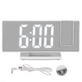 Miniatyrbild 1 av 8: Digital Projektionsväckarklocka för sovrum Stor LED-display Spegel Projektionsväckarklocka Vit