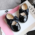 Miniatyrbillede 3 af 3: Fashion Bow Hollow Out Non-slip Læder Prinsesse Sko til Småbørn Piger - Sort 2,5-3 År