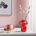 Miniatyrbild 4 av 5: Svampformad transparent glasvas - Kreativ heminredning (10 % rabatt, gratis frakt) röd