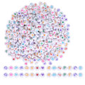 Pikkukuva 8 / 8: 1000 kpl kirjainhelmiä pyöreä väri aakkoset FiveStar Peach Heart akryyli DIY rannekoru työkalu