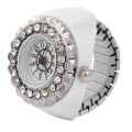 Miniatyrbilde 2 av 8: Finger Ring Watch Shining Rhinestone Decoration Quartz Ring Watch for WomenWhite