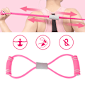 Miniatyrbild 7 av 8: 2st 8-format dragrep Bröstexpanderare elasticitetsbälte Stretching rem Yoga Fitness rosa